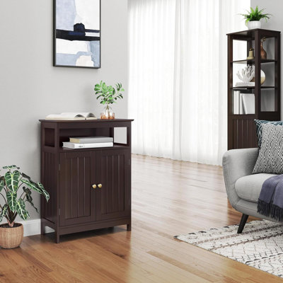 Bathroom Floor Storage Cabinet, Wooden Free Standing Storage Organizer With 2 Doors & Adjustable Shelf For Living Room, Hallway, White by Winston Porter