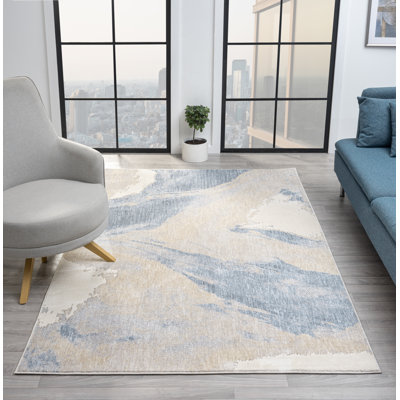 Hause Abstract Grey and Beige Area Rug