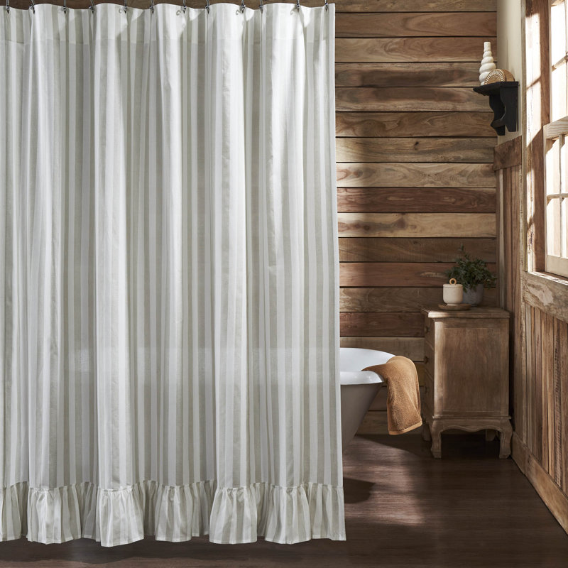 Nessrine Cotton Blend Striped Shower Curtain