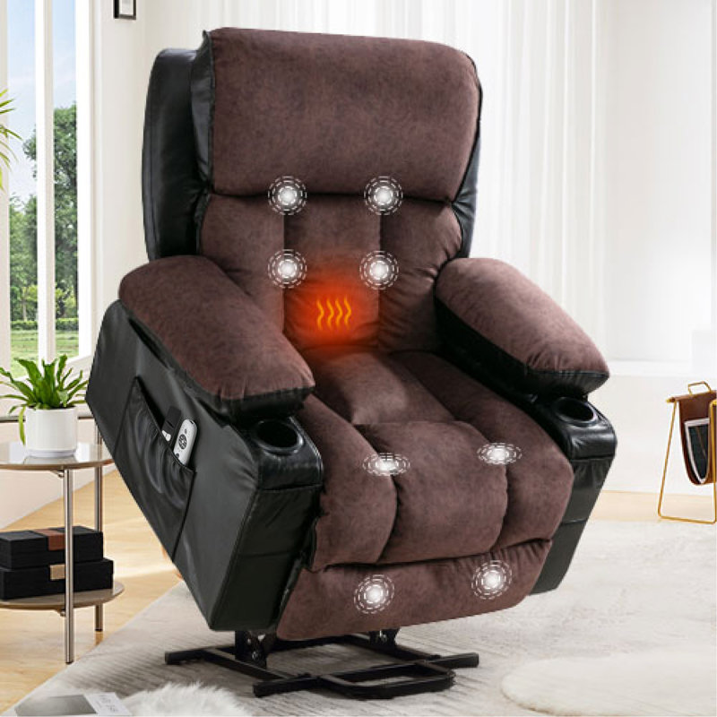 Power Electric Massage Lift Lounge Chair, Suitable For The Elderly, With Heating And Vibration Functions,Fleece Leather With USB, Can Be Used For Lying Down.