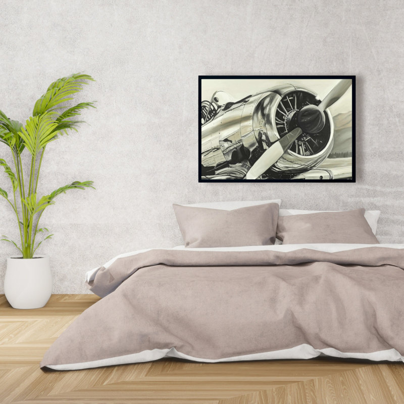Avion rétro - Toile encadrée pour la décoration intérieure | Art de l'aviation