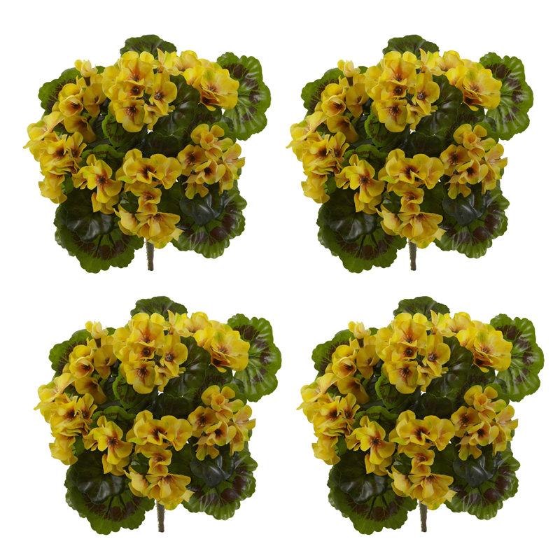 Geranium artificiel résistant aux rayons UV (intérieur / extérieur), Jaune