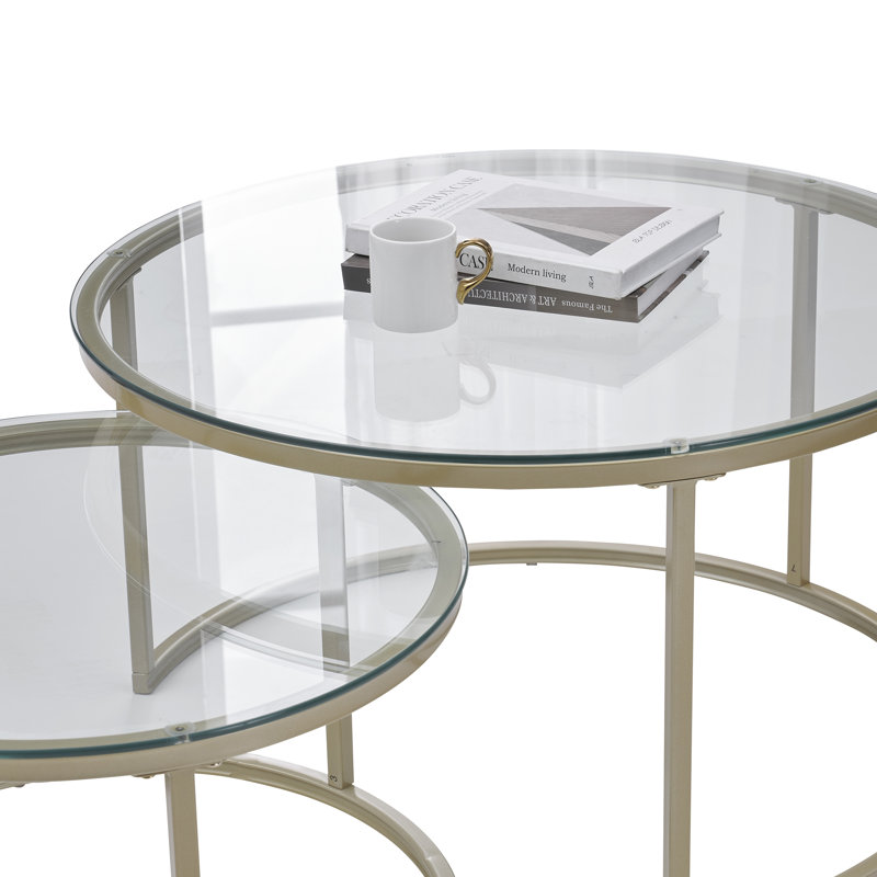 Frame Coffee Table, Clear, Nano Gold, Glass