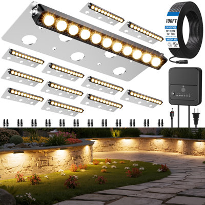 7.28in 5W Low Voltage Rotatable Deck Step Lights, 2700K Warm White, IP68 Waterproof with Dimming Driver