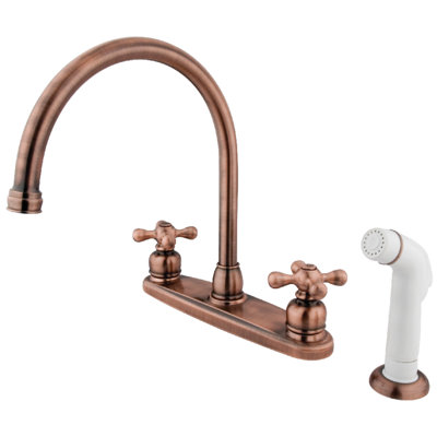 Kingston Brass Vintage Two-Handle 4-Hole 8" Centerset Kitchen Faucet with Side Sprayer