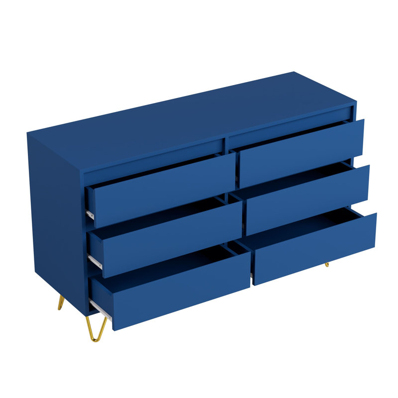 120 cm W Chest of 6 Drawers, Navy