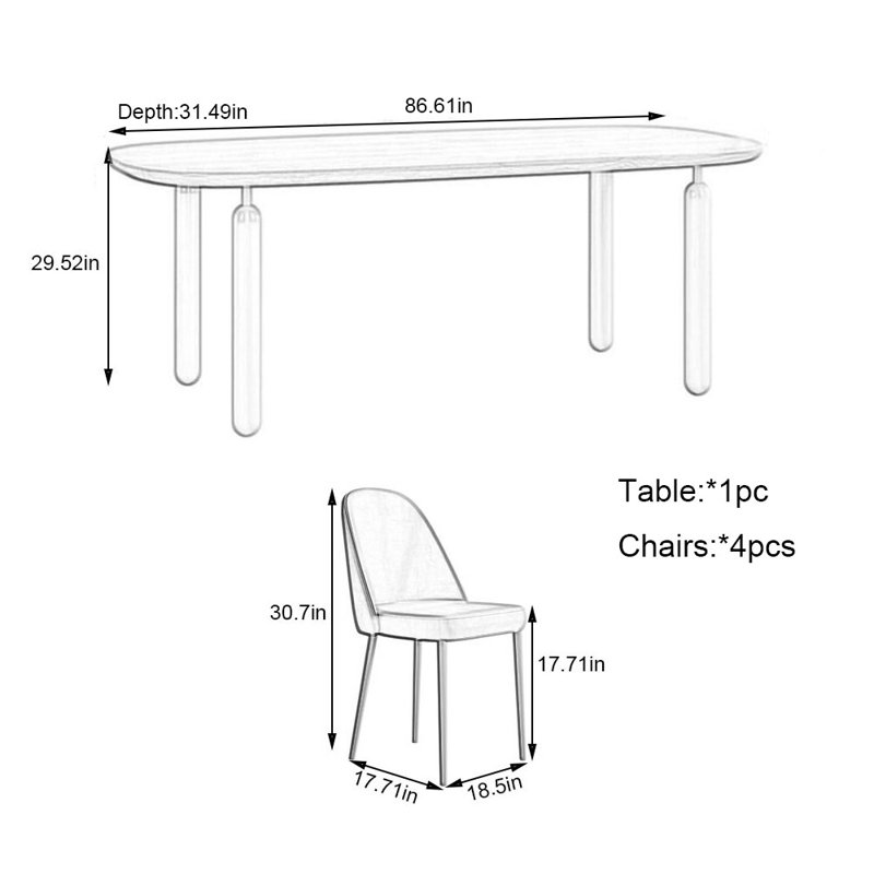 Ensemble de salle à manger Fahmidah, H 29,52 po x L 86,61 po x l 31,49 po
