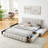 Queen Size Upholstered Storage Bed Frame With Chenille Fabric And Headboard, Built-In Drawers-1929926738
