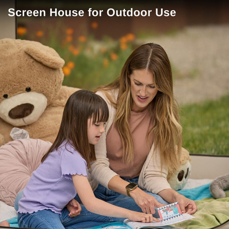 Beige 4x4 Ft Carbon Steel Pop-Up Screen House Tent