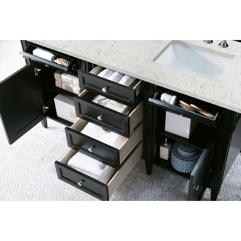 Brittany 60'' W Double Vanity, Black Onyx, Eternal Jasmine Pearl