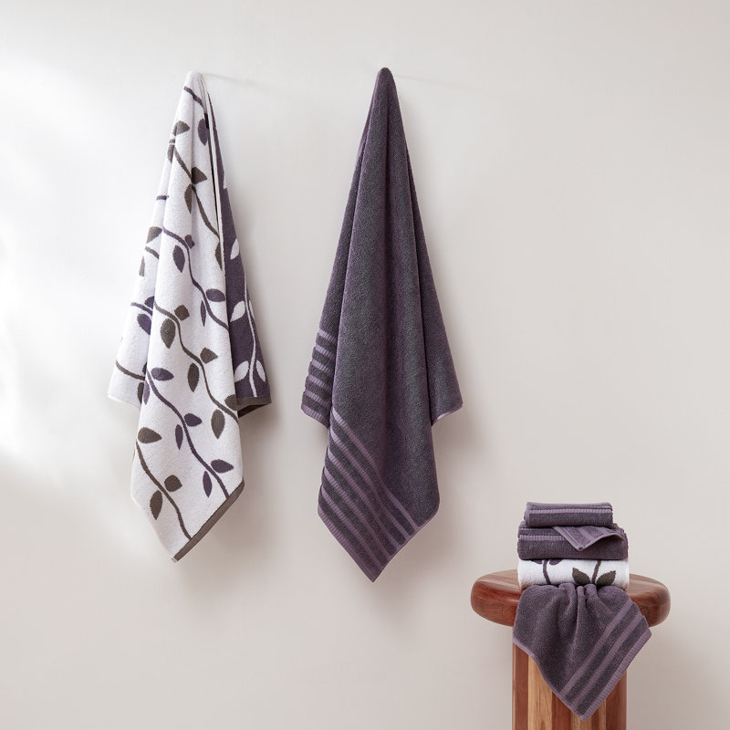 Ensemble de serviettes en jacquard teint en fil et en coton 6 pièces Modern fils modernes - 100% coton, à séchage rapide et bain absorbant