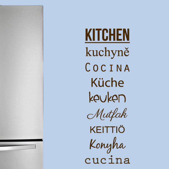 Décalcomanie murale mots pour la cuisine, Brun