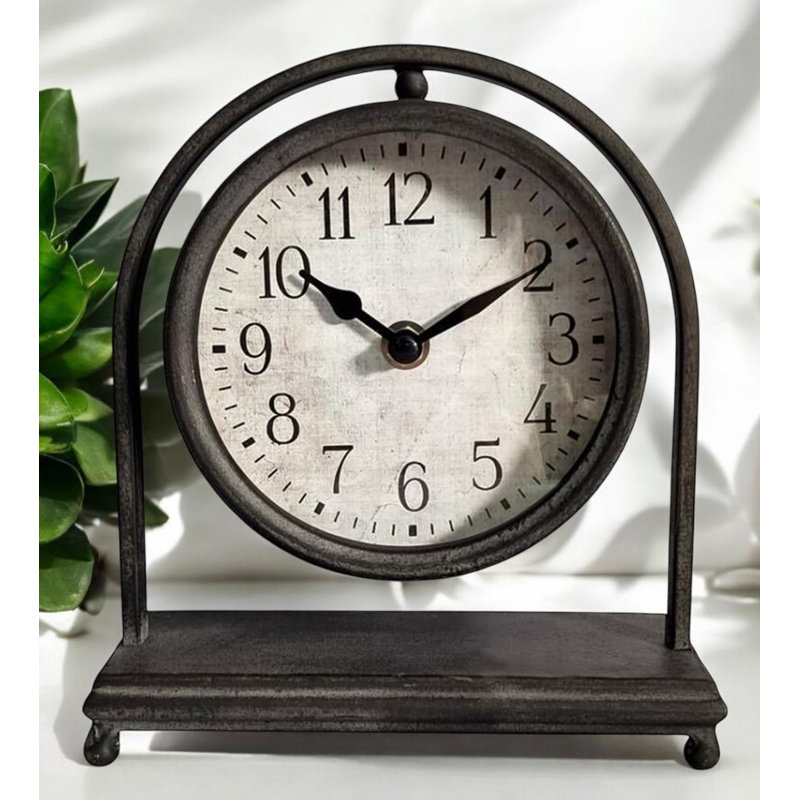 Modern & Contemporary Numerical Metal Tabletop Clock – Matte Black Quartz Clock with Crystal Face for Stylish Home or Office