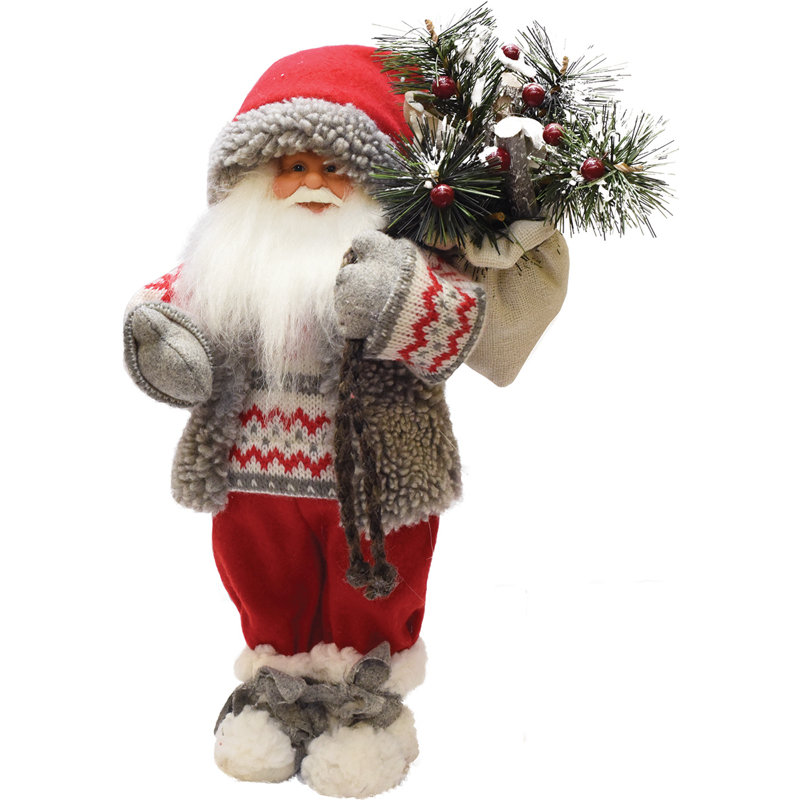 Décoration de Noël 12,5 "père Noël avec sac de pin