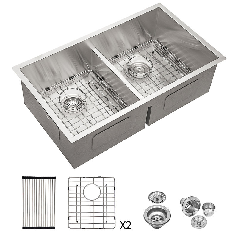 Évier de cuisine en acier inoxydable à double cuve encastrable 30 po L