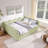 Queen Size Daybed with Two Storage Drawers, Cozy Gingham Sofa Bed with USB Port and Wave Shaped Linen Fabric, Green-168768064-168768071