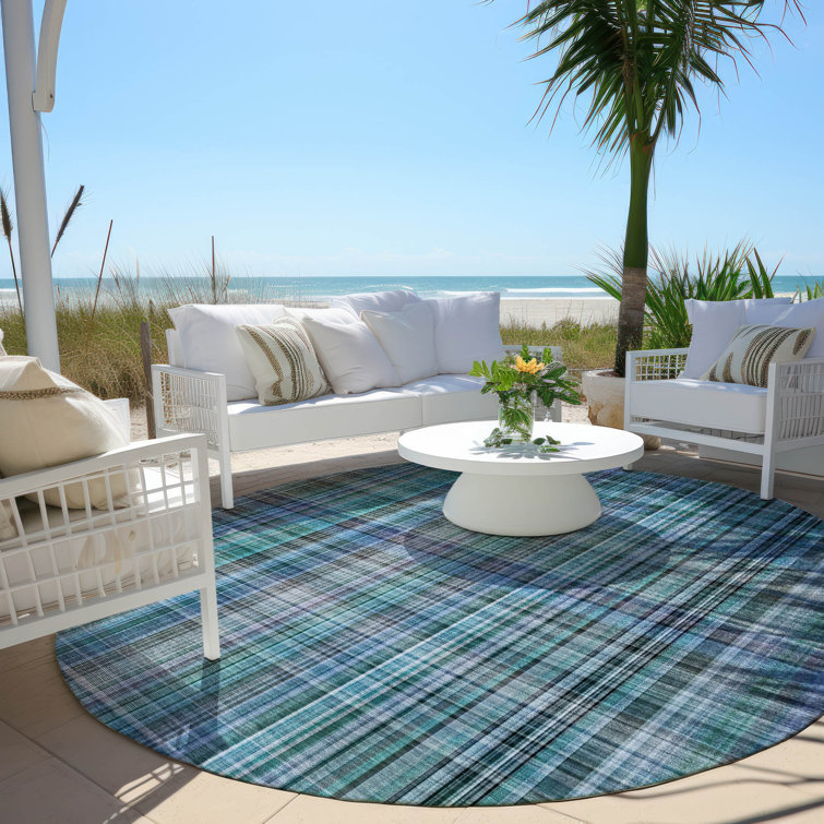 Altair Flatweave Washable Plaid Indoor / Outdoor Rug