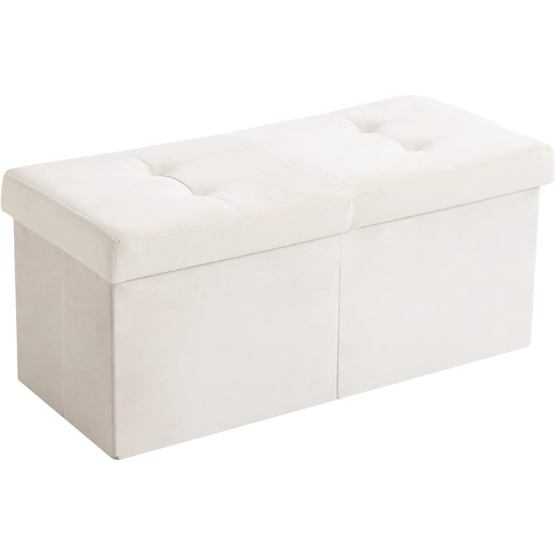 Elbertha Upholstered Ottoman, Cream 100% Polyester