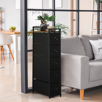 Rangement à 5 tablettes en tissu noir