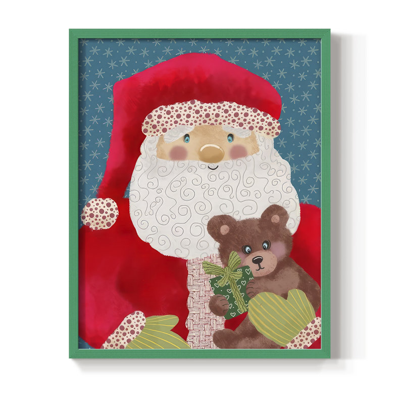 «Santa Pack II», reproduction encadrée - bois massif, H 15 po x l 12 po, Green