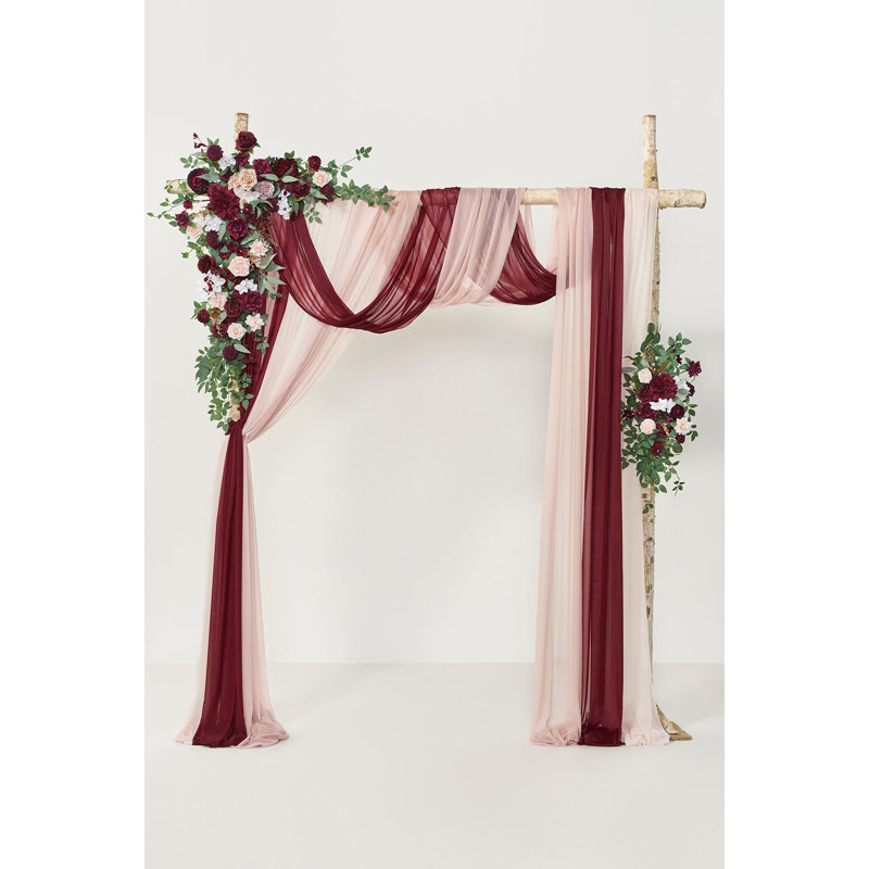  Ling's Moment Flower Arch Decor with Drapes in Romantic Marsala, Blush Cream