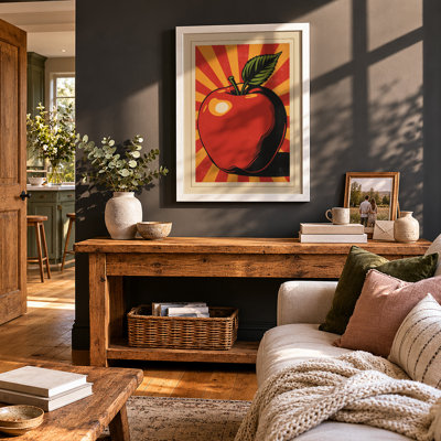 Apple in Sunburst Retro - Framed Print