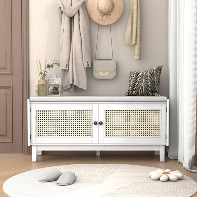 Banc en rotin avec rangement Boho