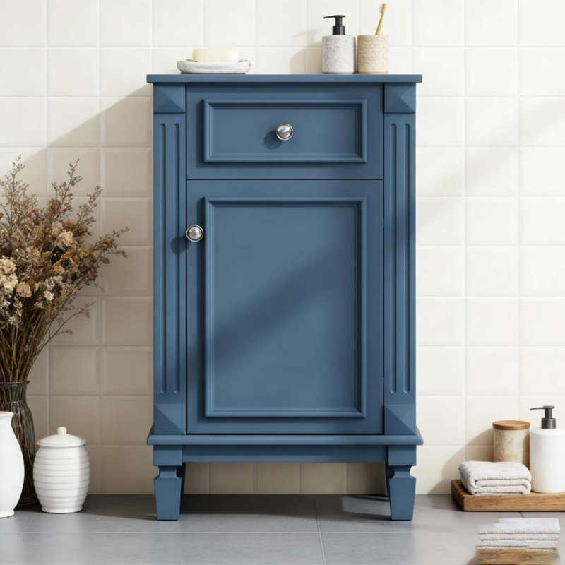 Meuble-lavabo 18 po avec lavabo en céramique, Bleu