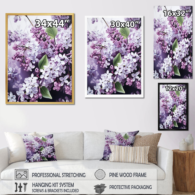 " Beautiful Lilac Dreamscape V ", Gold Floater Framed, 32" H x 16" W