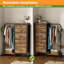 Commode 5 tiroirs avec support à chaussures et penderie, grande commode en tissu sans station de charge et lumières DEL pour la chambre à coucher, le placard, le vestibule-1104224030