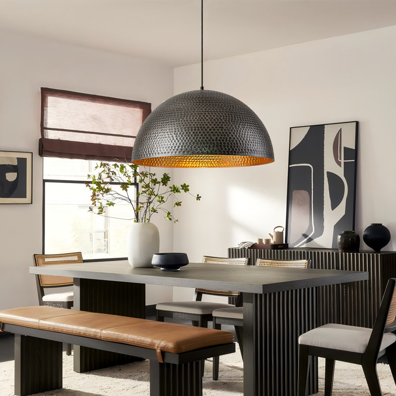 Luminaire suspendu en forme de dôme à 1 lumière pour îlot de cuisine Aire, H 8,3 po x l 15,7 po x P 15,7 po, Étain