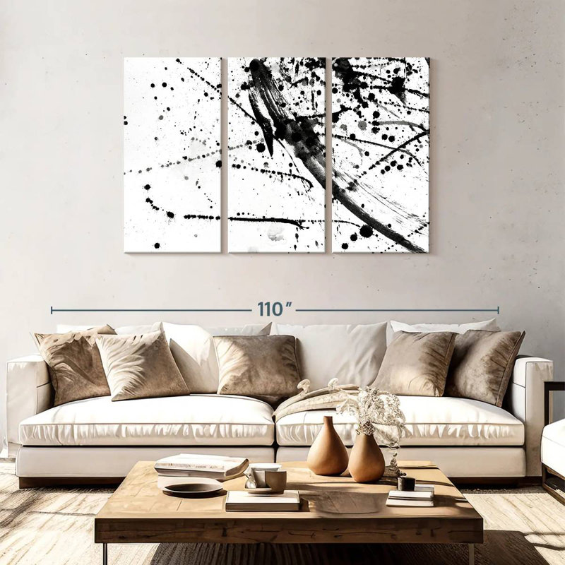 Avery Abstract Black And White, 48" H x 74" W
