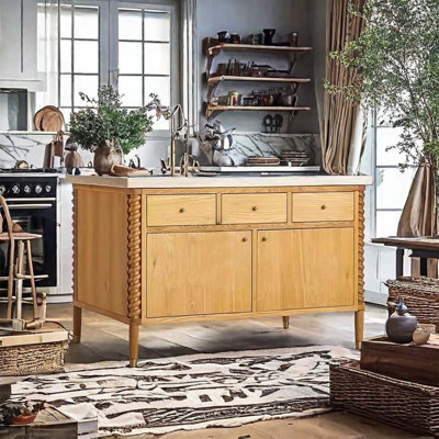 Make old solid wood open marble island