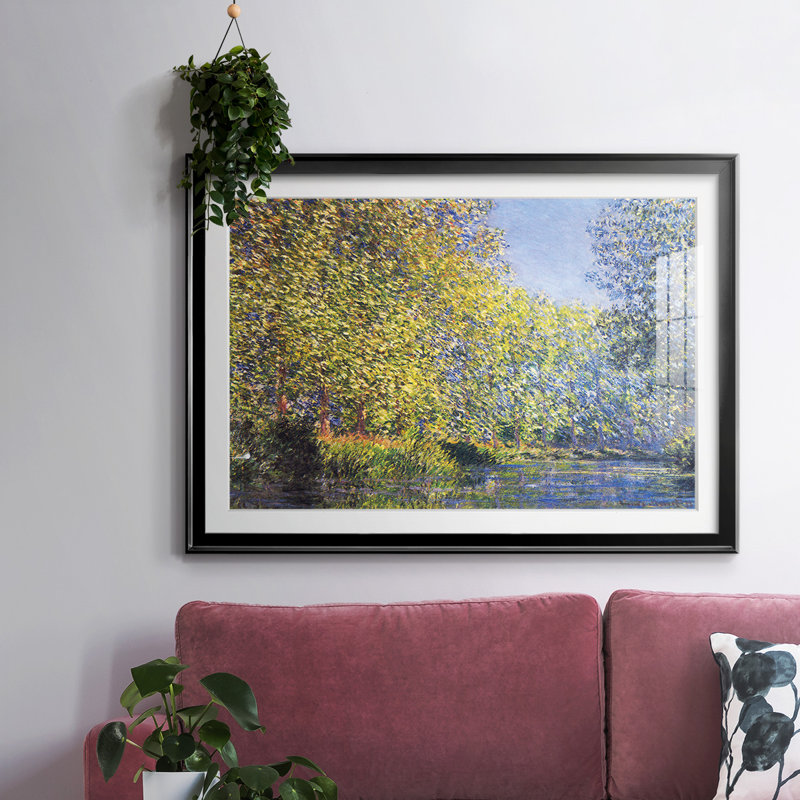 «A Bend In The Epte Giverny» par Monet, reproduction d'art sur papier, Noir, H 30 po x l 44 po x P 1,5 po