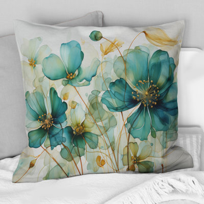 Coussin Teal Green croissance - Abstract Botanicals
