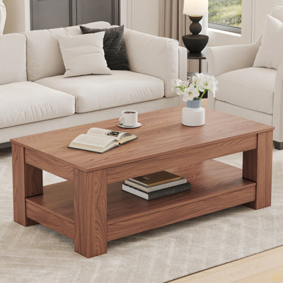 Wayfair George Oliver Walnut Coffee Table Double Layered
