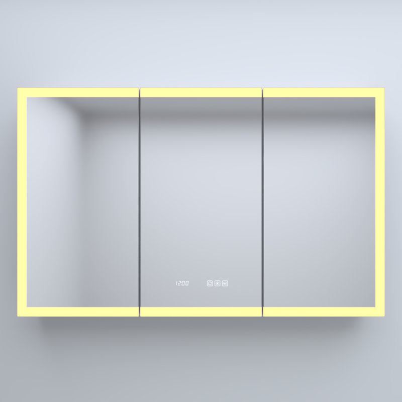 Pharmacie rectangulaire encastrée / en aluminium argenté, H 48 po x l 82,68 po x P 4,2 po
