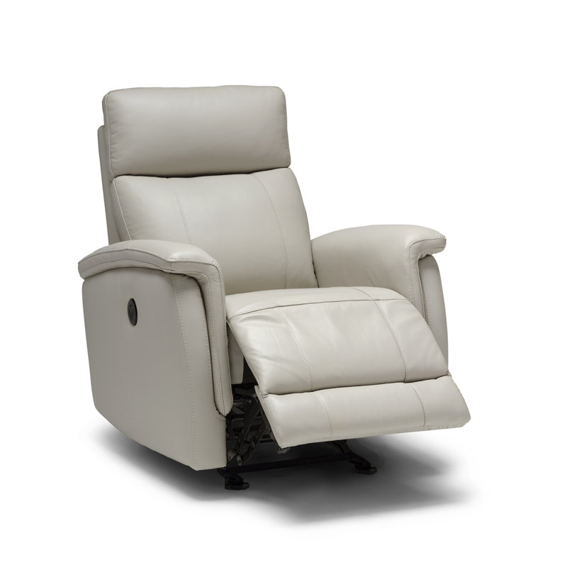 Fauteuil inclinable électrique en cuir véritable de 32 po de largeur Ronson, Gris Foca