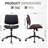 Modern Armless Home Office Chair, PU Leather Small Mid-Back Desk Chair with 4-Level Adjustable Backrest-1546993364