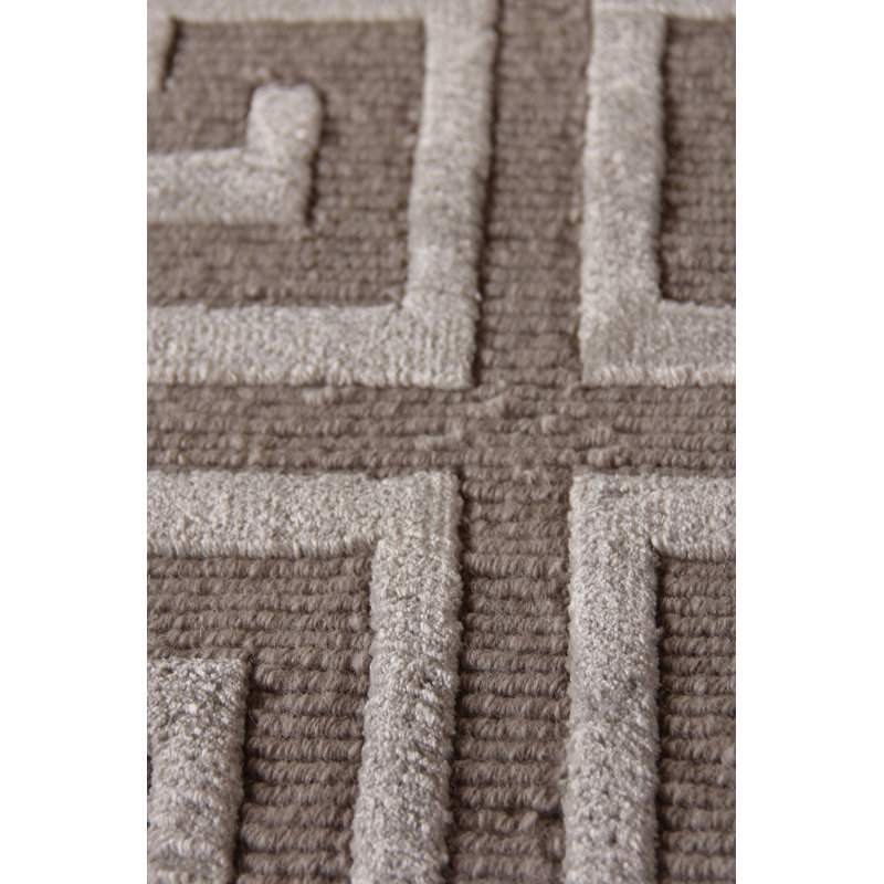 Metro-Velvet Geometric Area Rug in Taupe, Rectangle 8' x 10'