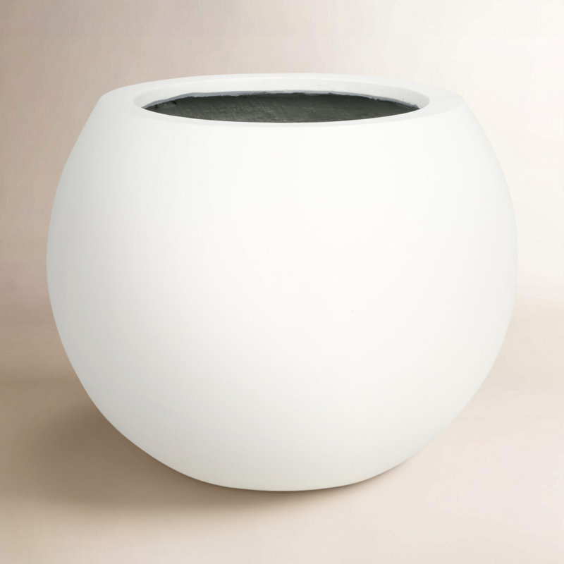 Mcgill Concrete Pot Planter, White, 15.7" H x 19.6" W x 19.6" D
