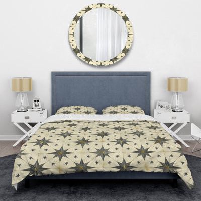 Ensemble de housse de couette moderne crème beige Modern Star III