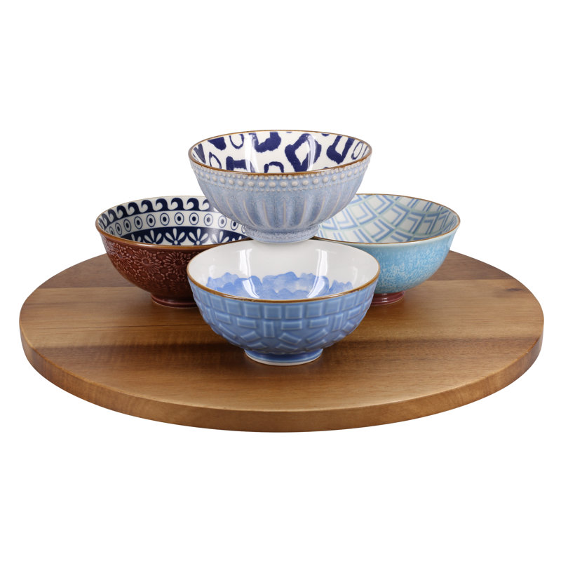 Colorful Ceramic Dessert Bowls Set of 8 with Assorted Patterns