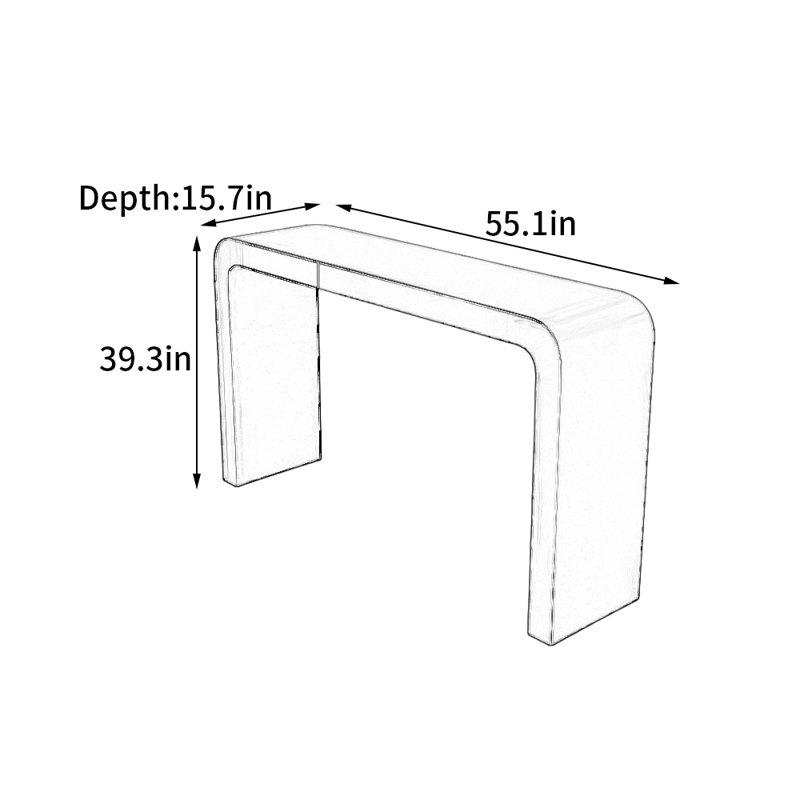 Table de bar en cuir italien, H 39,3 po x L 55,1 po x l 15,7 po