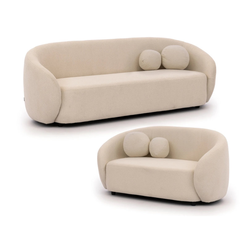 Roundi 2 - Piece Living Room Set, Cream White