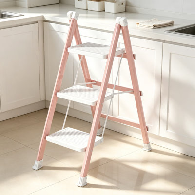 Step Ladder for Adults, Folding Step Stool with Non-Slip Wide Pedal, Reinforced Steel Construction, Heavy Duty Anti-Slip Feet, Secure Locking Mechanism for Home and Office Use