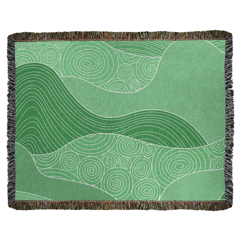 Katelyn Elizabeth Hand Woven Throw Blanket, 50" W x 60" L, Green