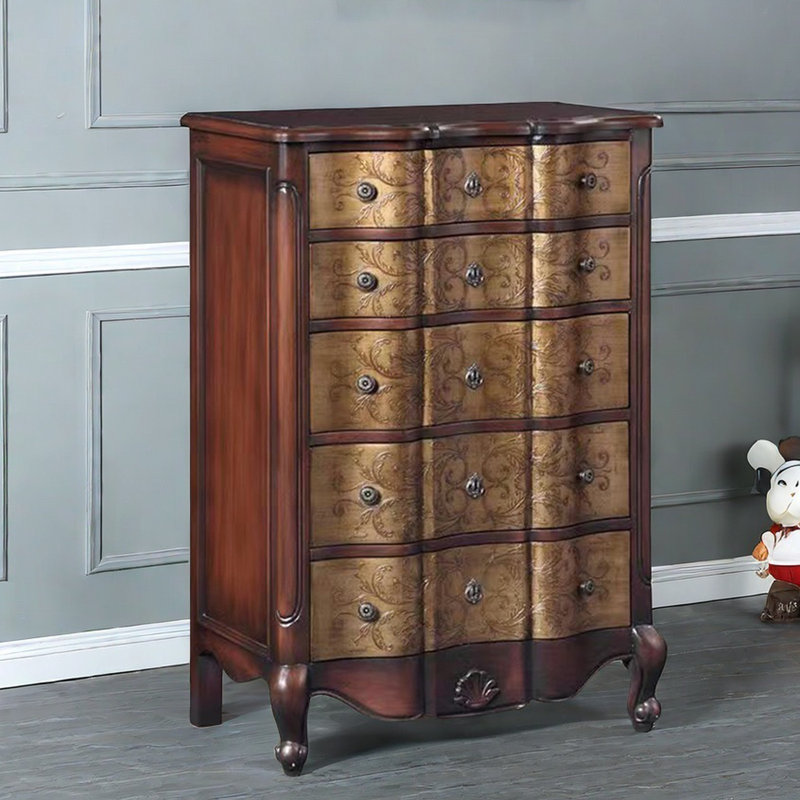 5-Drawer Hand-Painted Entryway Accent Chest