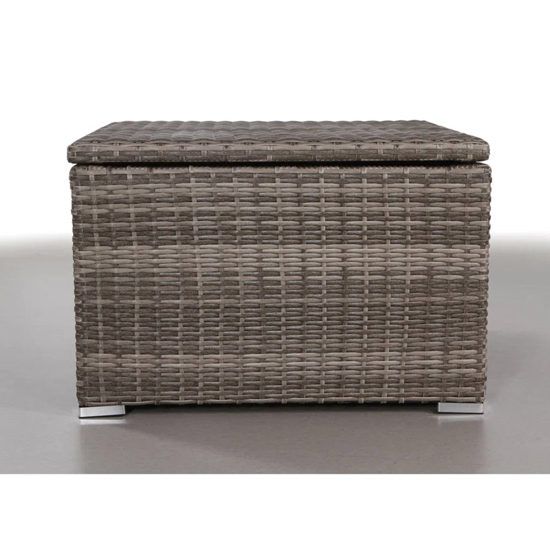 Table de bout d'extérieur moderne avec rangement, profondeur de 33 po, gris, rouille, coin sans assemblage avec rangement gris, teinte
