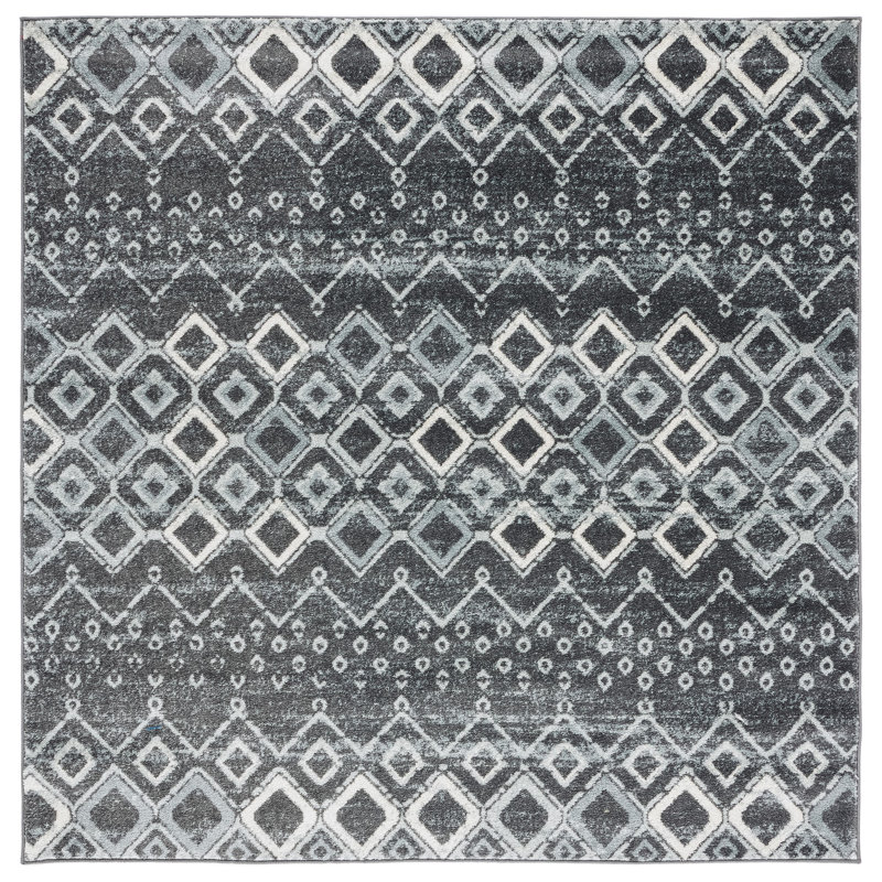 Tapis performance à motif sud-ouest Aird, Carré 3 pi, Black/Multi
